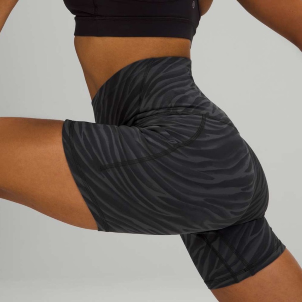 Lululemon Yoga Align Bike Shorts Le Tigre Camo Deep Coal Multi Size 4